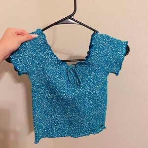 nordstrom blue off the shoulder top